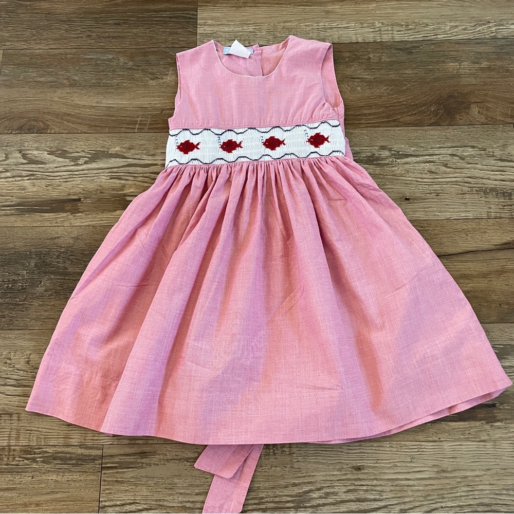 Smockingbird fish smocked dress 12m